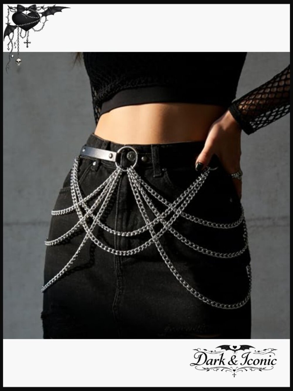 Adjustable PU Leather Waist Chain Belt, Punk Gothic Body Chain Jewelry - Picture 4 of 6